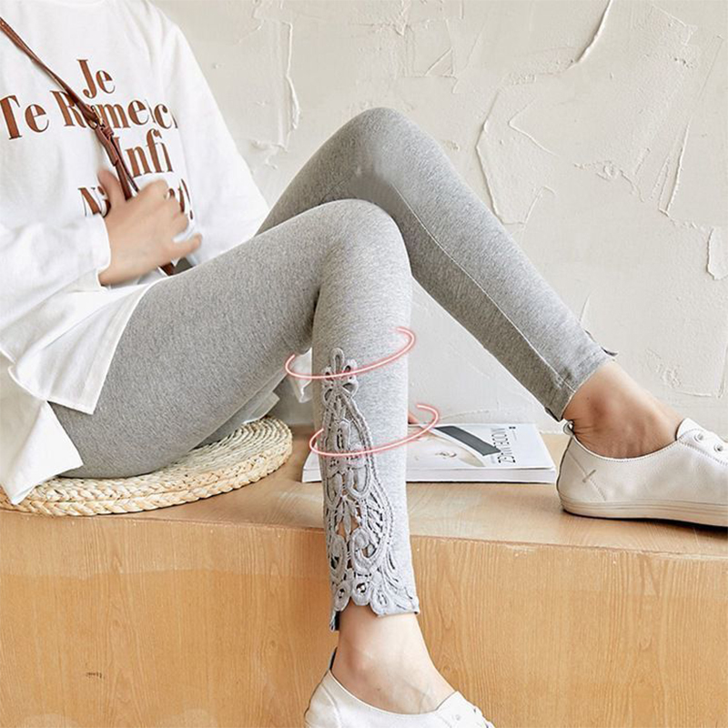 Winter Clothing On Sale - Leggings ajustados de encaje de contraste