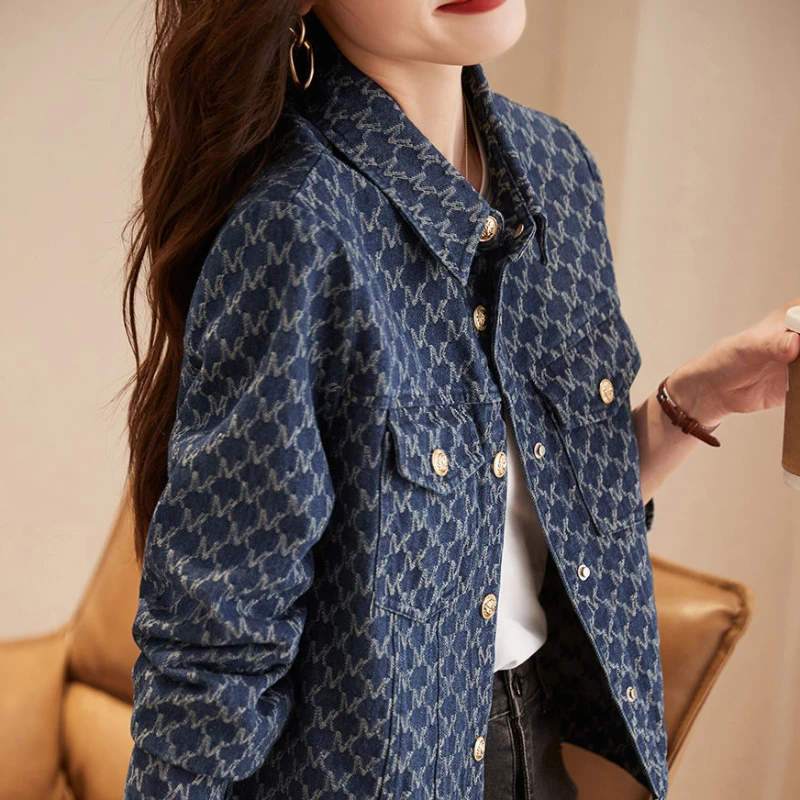 Winter Clothing On Sale Women'S - Chaquetas vaqueras azules con estampado para