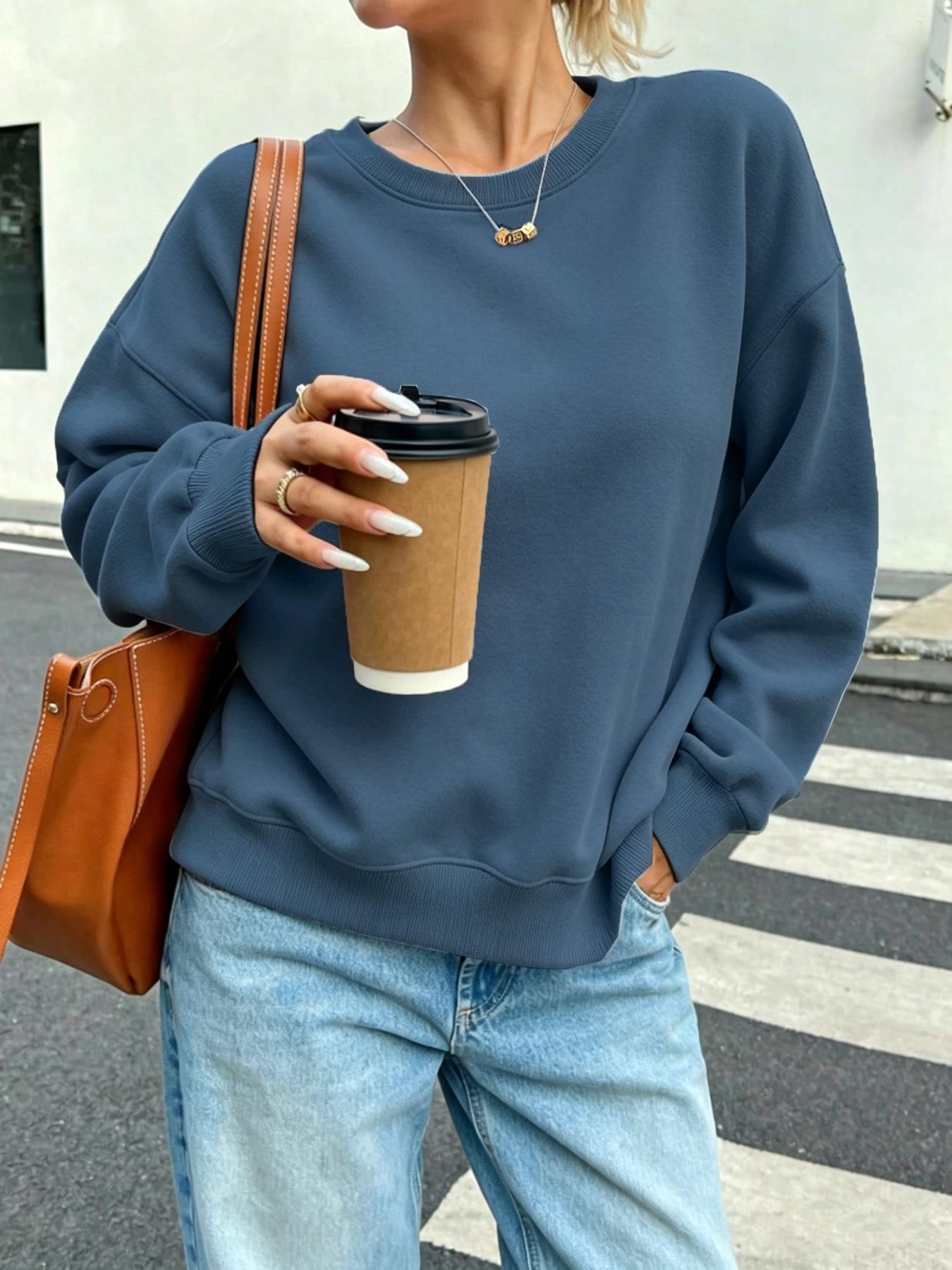 Winter Clothing On Sale Women'S - Sudaderas informales sólidas para mujer, cuello